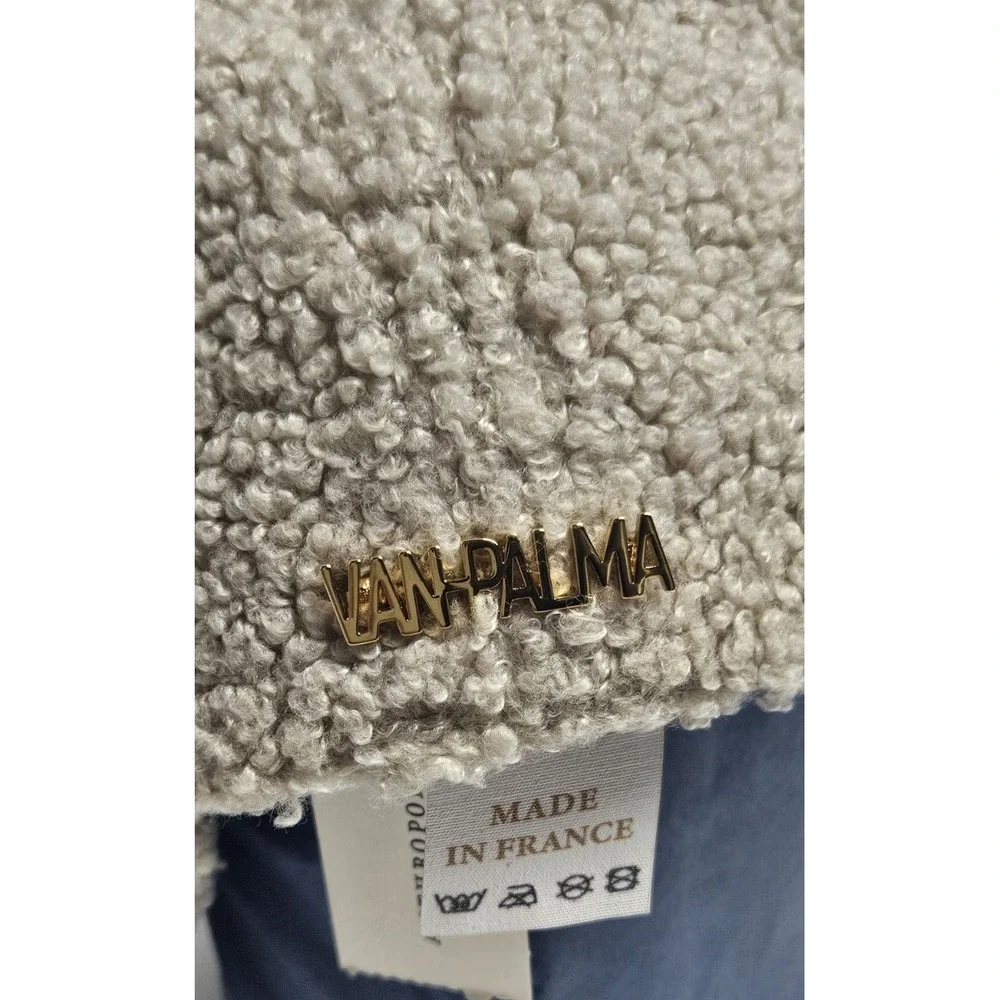 NWT Van Palma Anthropologie Muse Fuzzy faux fur baseball Cap ivory o/s